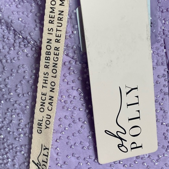 Oh Polly Venice Embellished Plunge Halter Neck Midaxi Dress in Lilac Size 10 - Picture 16 of 16